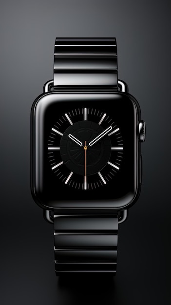 Foto um relógio preto com um rosto preto e a palavra a hora no rosto