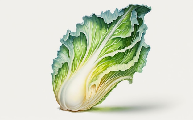 um repolho chinês desenhado em ilustrações de alimentos orgânicos em aquarela de fundo branco gerados por ai