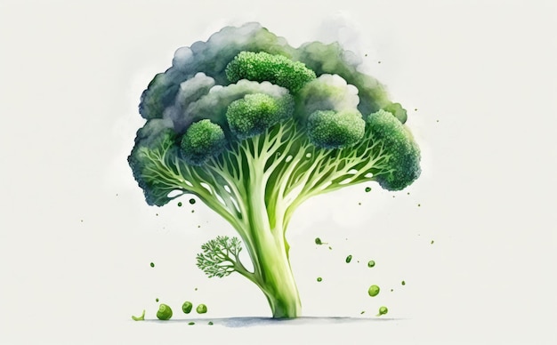 um repolho desenhado em fundo branco ilustrações de vegetais verdes aquarela gerados por ai