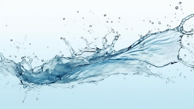 Um respingo de água azul vibrante em um fundo branco limpo