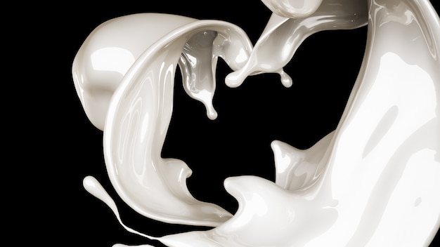 Um respingo de leite renderização de ilustração 3d