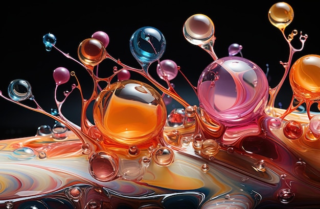 Um resumo colorido com bolhas de água em um gotejador de água