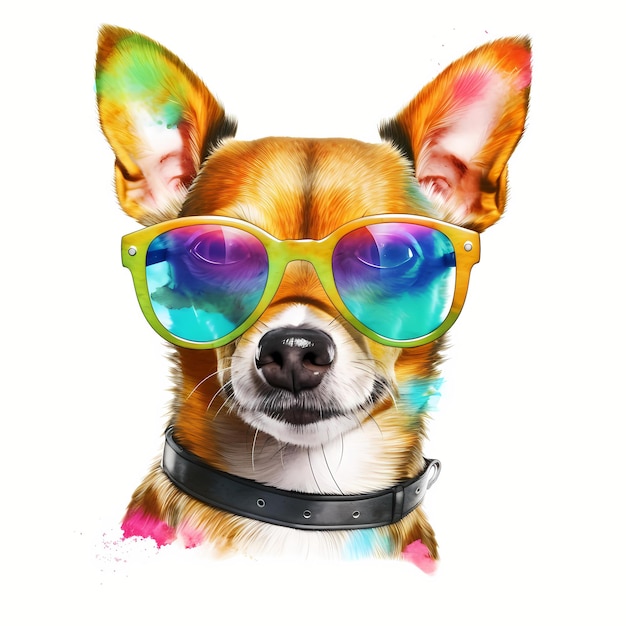 Um retrato de Chihuahua com clipart de óculos de sol