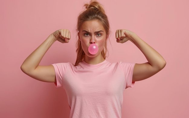 Foto um retrato de estúdio de uma jovem mostrando força