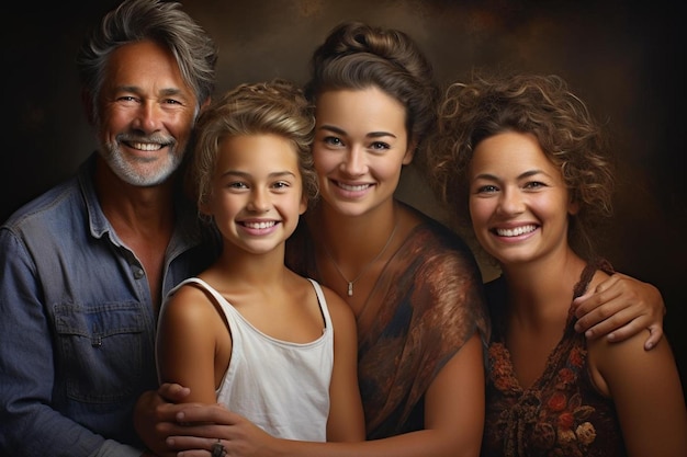Um retrato de família com as palavras " aquele com a rapariga " à esquerda.