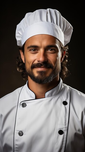 Um retrato de um chef profissional em pose de negócios