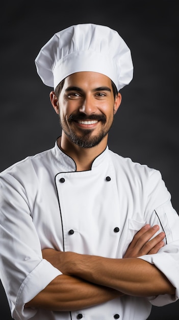 Um retrato de um chef profissional em pose de negócios