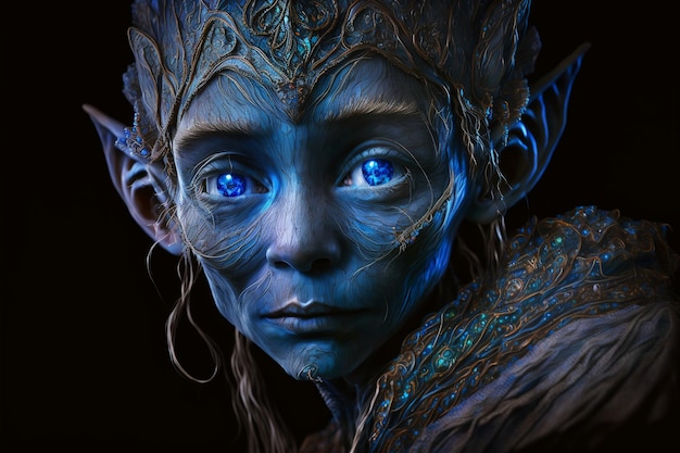 Um retrato de um dragão azul