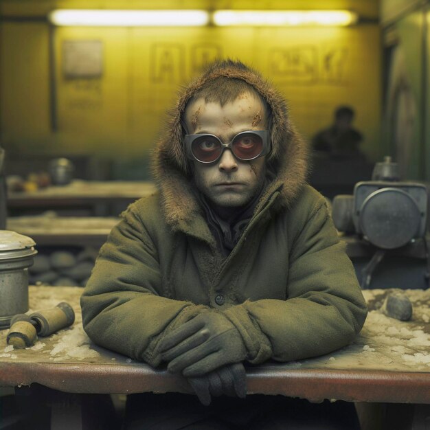 Foto um retrato de um povo que vive na sequência de uma guerra nuclear ia geradora