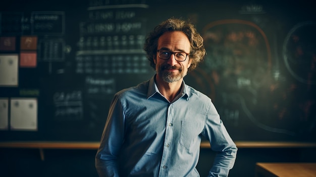 Um retrato de um professor em uma sala de aula