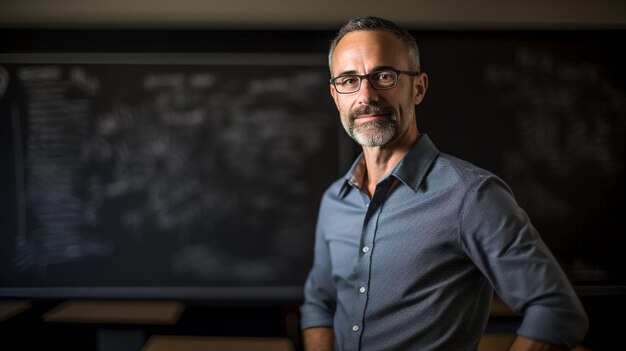 Foto um retrato de um professor em uma sala de aula