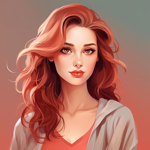 um retrato de uma mulher com cabelo vermelho