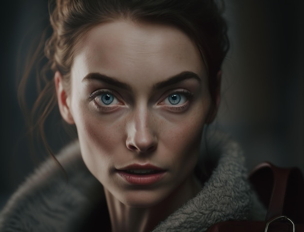 Um retrato de uma mulher com olhos azuis
