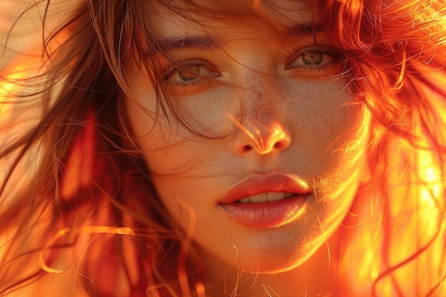 Um retrato de uma mulher com pele afundada e cabelo brilhante capturado em iluminação de alto contraste