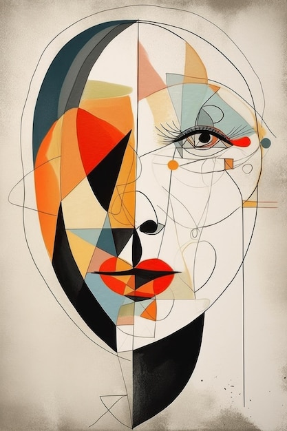 Um retrato de uma mulher com um padrão geométrico.