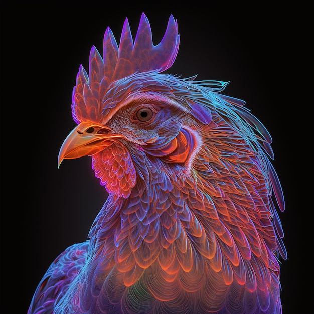 Um retrato de uma pintura de arte animal inspirada em galinha galo AI Generated Image