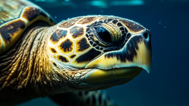 Foto um retrato de uma velha tartaruga marinha nadando no oceano