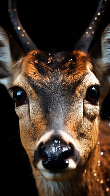 Foto um retrato facial de veado em close-up