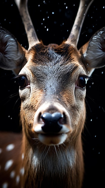 Um retrato facial de veado em close-up