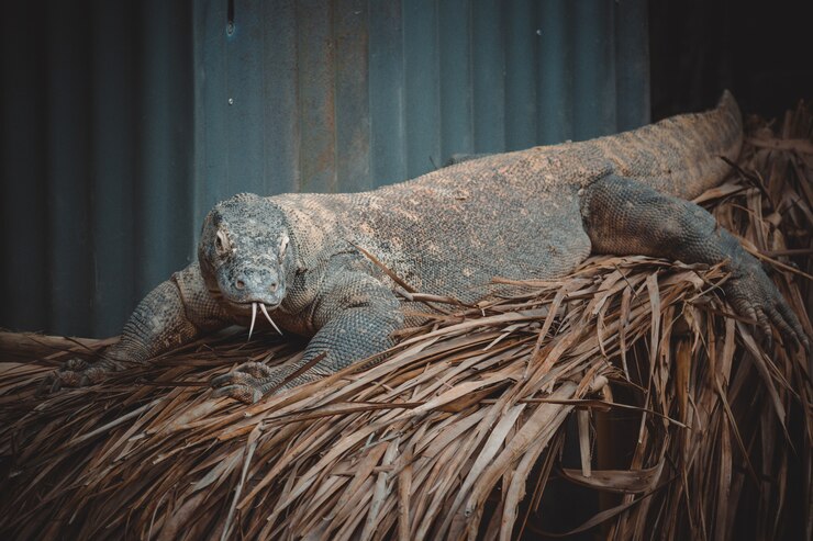 Foto um retrato fantástico de um dragão de komodo