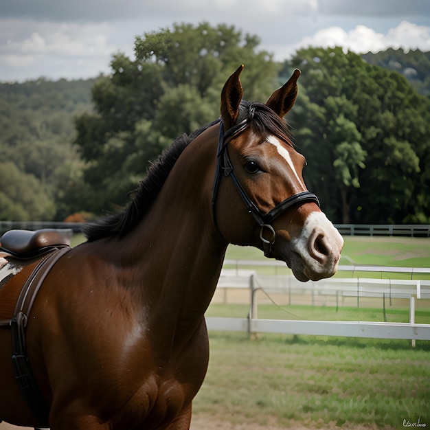 Um retrato fotográfico do cavalo frisão