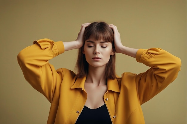 Um retrato impressionante de uma jovem estressada