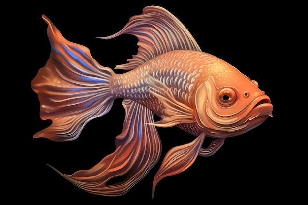 Um retrato isolado de um peixe-lutador siamês laranja Ilustração Generative AI