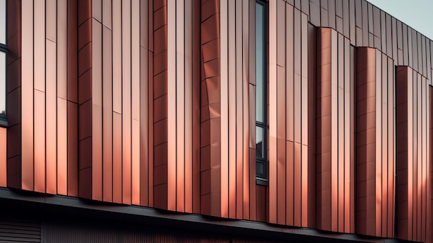 Um revestimento de cobre na lateral de um edifício
