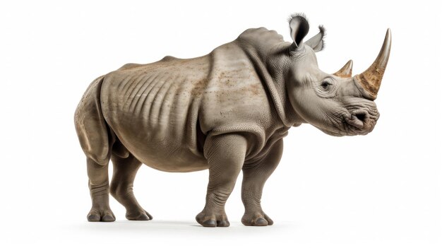 Foto um rinoceronte branco isolado em fundo branco
