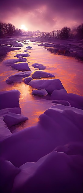 um rio com icebergs na água