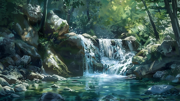 um rio que atravessa uma floresta gerado por IA