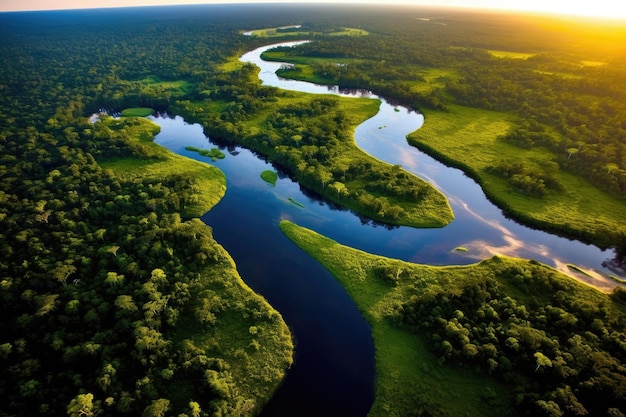 um rio que atravessa uma floresta