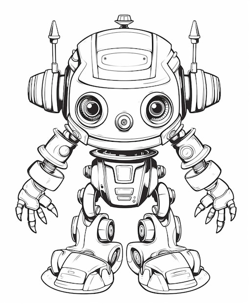 um robô de desenho animado com cabeça grande e olhos grandes IA generativa