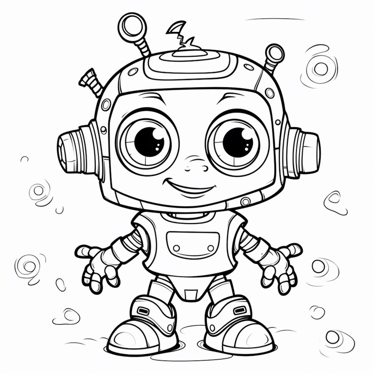 Foto um robô de desenho animado com olhos grandes e nariz grande generativo ai