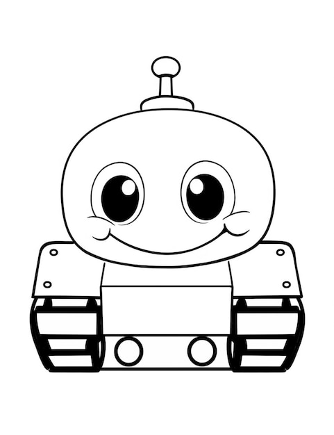 Um robô de desenho animado com olhos grandes e um tanque nele generativo ai