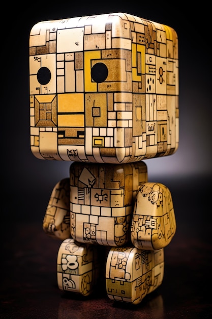 Um robô de madeira feito por mim.