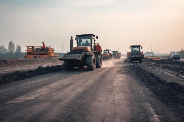 Foto um rolo de estrada trabalha na estrada a gerada