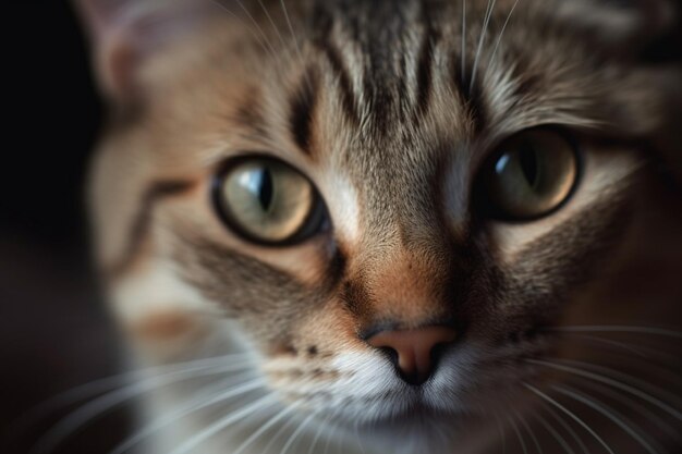 um rosto de gato em close Muito fofo com olhos expressivos