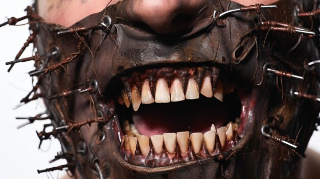 um rosto de homem com grandes dentes brancos imagem fotográfica criativa de alta definição hd