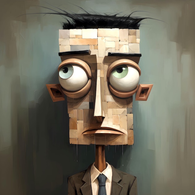 Um rosto humano detalhado de desenho animado