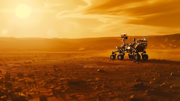 Um rover na superfície do planeta vermelho Marte IA generativa