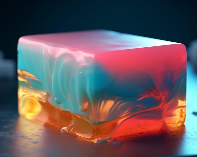 Um sabonete colorido que está sobre uma mesa