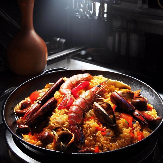 Foto um sabor da espanha receita colorida e deliciosa de paella