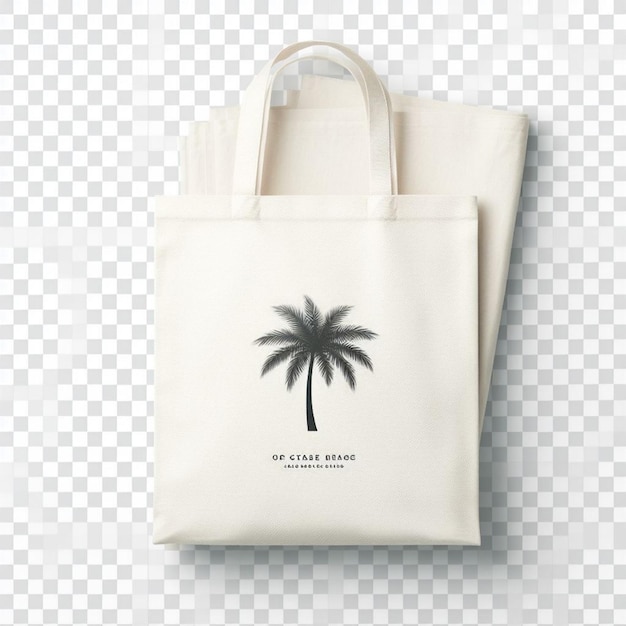 um saco branco com uma palmeira nele