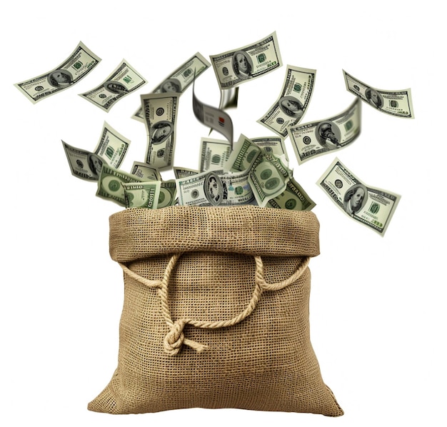 um saco de dinheiro que tem a palavra banco nele