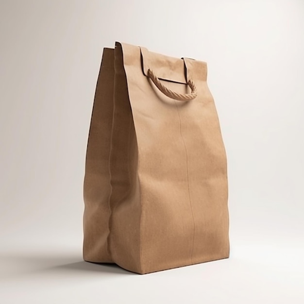 Um saco de papel marrom com uma alça que diz 'saco de comida'