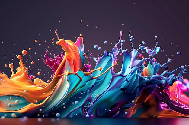 um salpico colorido de líquido é criado pelo artista