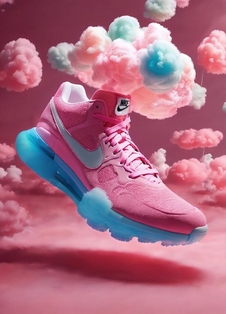 um sapato rosa com um logotipo da Nike