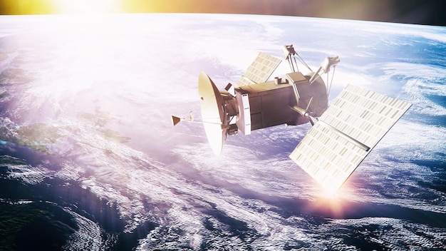 Um satélite é mostrado acima da terra.