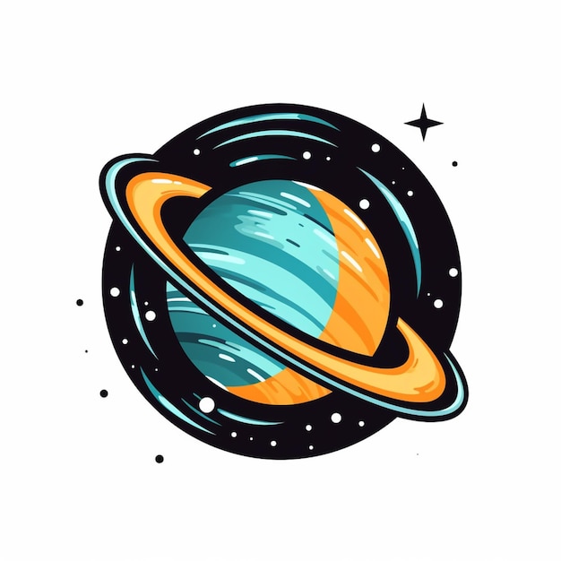 Um saturno em estilo cartoon com um anel ao redor ai generativo